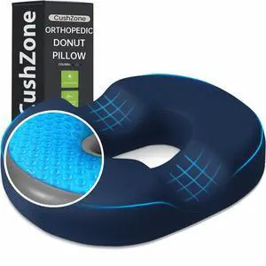 Donut Pillow Seat Cushion, Cooling Gel Memory Foam Chair Cushion, Blue Office, Home & Car Seat Cushion, Butt Pillow for Tailbone Pain Relief, Hemorrhoids and Everyday Sitting Comfort Donut Pillow Seat Cushion, Cooling Gel Memory Foam Chair Cushion, Blue Office, Home & Car Seat Cushion, Butt Pillow for Tailbone Pain Relief, Hemorrhoids and Everyday Sitting Comfort