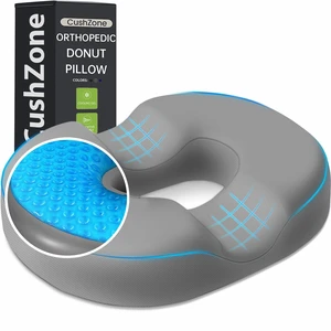Donut Pillow Seat Cushion, Cooling Gel Memory Foam Chair Cushion,Light Grey Office, Home & Car Seat Cushion, Butt Pillow for Tailbone Pain Relief, Hemorrhoids and Everyday Sitting Comfort Donut Pillow Seat Cushion, Cooling Gel Memory Foam Chair Cushion,Light Grey Office, Home & Car Seat Cushion, Butt Pillow for Tailbone Pain Relief, Hemorrhoids and Everyday Sitting Comfort