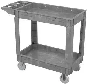 2 Tier Plastic Rolling Cart Utility Cart on Wheels, Heavy Duty Tool Carts with Ergonomic Storage Handle and Deep Shelfs, Work Carts Service Cart for Garage, Warehouse, Workshop, Office, Cleaning 2 Tier Plastic Rolling Cart Utility Cart on Wheels, Heavy Duty Tool Carts with Ergonomic Storage Handle and Deep Shelfs, Work Carts Service Cart for Garage, Warehouse, Workshop, Office, Cleaning