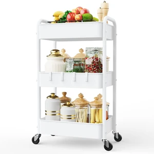 3 Tier Rolling Cart, Metal Rolling Utility Cart with Lockable Wheels Multi-Functional Heavy Duty Storage Cart Organizer for Bathroom, Kitchen, Office, Living Room, Rolling Storage Trolley 3 Tier Rolling Cart, Metal Rolling Utility Cart with Lockable Wheels Multi-Functional Heavy Duty Storage Cart Organizer for Bathroom, Kitchen, Office, Living Room, Rolling Storage Trolley