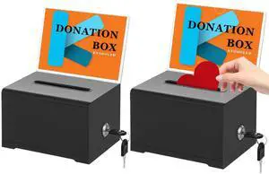Clear Donation Box With Lock, Acrylic Raffle Box & Tip Jar, 3 Pack 4x6" Sign Holders, Cash & Raffle Tickets Collection, Church Fundraising, School Voting & Office Tips, 6.2 x 4.6 x 4.0 In Clear Donation Box With Lock, Acrylic Raffle Box & Tip Jar, 3 Pack 4x6" Sign Holders, Cash & Raffle Tickets Collection, Church Fundraising, School Voting & Office Tips, 6.2 x 4.6 x 4.0 In