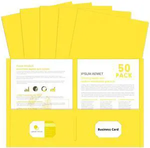 Two Pocket Folders, Paper Folders with Pockets, 50 Pack, Yellow 2 Pocket Folders Fit Letter Size Paper, Paper File Folder for School Office Home Business Two Pocket Folders, Paper Folders with Pockets, 50 Pack, Yellow 2 Pocket Folders Fit Letter Size Paper, Paper File Folder for School Office Home Business