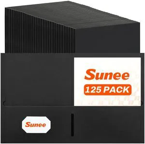 Folders with Pockets(125 Pack, Black), 2 Pocket Folders Fit Letter Size Paper, Paper File Folder for School Office Home Business Folders with Pockets(125 Pack, Black), 2 Pocket Folders Fit Letter Size Paper, Paper File Folder for School Office Home Business