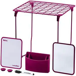 7-Piece Locker Organizer Kit, Includes Locker Shelf, Mirror, Whiteboard, Storage Cup & Dry Erase Marker, Pink 7-Piece Locker Organizer Kit, Includes Locker Shelf, Mirror, Whiteboard, Storage Cup & Dry Erase Marker, Pink