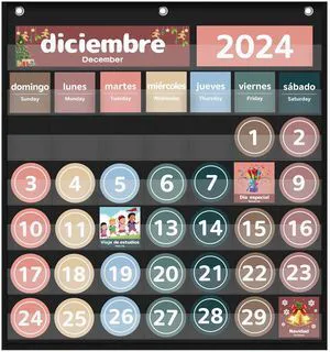Monthly Calendar Pocket Chart for Classroom(Spanish Black) Printed Days of The Week with CardsLearning for Home or Kindergarten, Teacher Must Have Supplies That Fits Any School Décor Monthly Calendar Pocket Chart for Classroom(Spanish Black) Printed Days of The Week with CardsLearning for Home or Kindergarten, Teacher Must Have Supplies That Fits Any School Décor