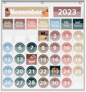 Monthly Classroom Calendar Pocket Chart (White) Printed Days of The Week with CardsLearning for Home or Kindergarten, Teacher Must Have Supplies That Fits Any School Décor Monthly Classroom Calendar Pocket Chart (White) Printed Days of The Week with CardsLearning for Home or Kindergarten, Teacher Must Have Supplies That Fits Any School Décor