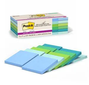 100% Recycled Super Sticky Notes, 3 x 3 in, Pastels, 5 Pads School Supplies and Office Products, 2X the Sticking Power 100% Recycled Super Sticky Notes, 3 x 3 in, Pastels, 5 Pads School Supplies and Office Products, 2X the Sticking Power