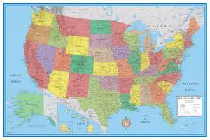 24x36 United States, USA Classic Elite Wall Map Mural Poster (Paper Rolled) 24x36 United States, USA Classic Elite Wall Map Mural Poster (Paper Rolled)