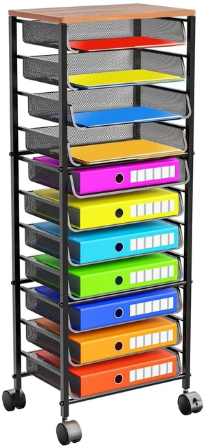 12-Tier Rolling File Cart, Desk File Organizer with 11 Mesh Sliding Trays, Letter & Legal Paper Storage Rolling Utility Cart for Office Home School, Black 12-Tier Rolling File Cart, Desk File Organizer with 11 Mesh Sliding Trays, Letter & Legal Paper Storage Rolling Utility Cart for Office Home School, Black