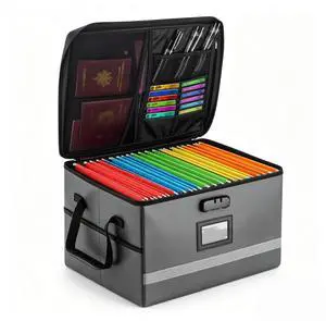 Fireproof File Organizer with Lock, 1 Layer File Box with Combination Lock, Important Document Organizer Box with Lids, Portable File Folder Organizer with Handle Fireproof File Organizer with Lock, 1 Layer File Box with Combination Lock, Important Document Organizer Box with Lids, Portable File Folder Organizer with Handle