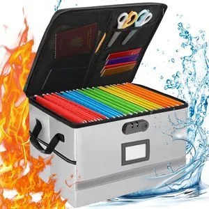 Fireproof File Organizer with Lock, 1 Layer File Box with Combination Lock, Important Document Organizer Box with Lids, Portable File Folder Organizer with Handle Fireproof File Organizer with Lock, 1 Layer File Box with Combination Lock, Important Document Organizer Box with Lids, Portable File Folder Organizer with Handle