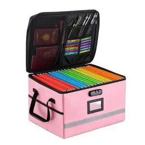 Fireproof File Organizer with Lock, 1 Layer File Box with Combination Lock, Important Document Organizer Box with Lids, Portable File Folder Organizer with Handle Fireproof File Organizer with Lock, 1 Layer File Box with Combination Lock, Important Document Organizer Box with Lids, Portable File Folder Organizer with Handle