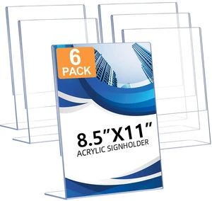 6 Pack Acrylic Sign Holder 8.5 x 11, Clear Plastic Display Stands for Tabletop, L-Shape Acrylic Stands for Flyers, Documents, Office, Restaurants, Vertical Sign Holder 8.5x11 for Desktop 6 Pack Acrylic Sign Holder 8.5 x 11, Clear Plastic Display Stands for Tabletop, L-Shape Acrylic Stands for Flyers, Documents, Office, Restaurants, Vertical Sign Holder 8.5x11 for Desktop