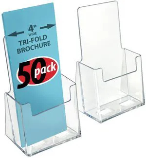 252012-50pk Clear Acrylic Trifold Literature Brochure Holder For Counter | Perfect For Pamphlets | Brochures | Menus | Promotions | Literature | Made In USA 252012-50pk Clear Acrylic Trifold Literature Brochure Holder For Counter | Perfect For Pamphlets | Brochures | Menus | Promotions | Literature | Made In USA
