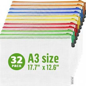 32 Pack Mesh Zipper Pouch Bags A3-17.7x12.6 - Plastic Zipper Pouches for Organizing - Board Game Bags - Puzzle Organizer Bag - Large Zippered Pouch Bag - Mesh Pouches with Zippered - Puzzle Storage 32 Pack Mesh Zipper Pouch Bags A3-17.7x12.6 - Plastic Zipper Pouches for Organizing - Board Game Bags - Puzzle Organizer Bag - Large Zippered Pouch Bag - Mesh Pouches with Zippered - Puzzle Storage