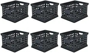 Storage Crate Bin File Organizer for Home & Office, Black, 6-Pack Heavy-Duty and Stackable Plastic Boxes and Containers for Desk, Cabinet, Dorm, Garage, or Utility Organization Storage Crate Bin File Organizer for Home & Office, Black, 6-Pack Heavy-Duty and Stackable Plastic Boxes and Containers for Desk, Cabinet, Dorm, Garage, or Utility Organization