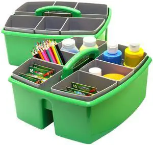 Large Classroom Caddy with Cups, 13 x 11 x 6.575 Inches, Green, Case of 2 (00983U02C) Large Classroom Caddy with Cups, 13 x 11 x 6.575 Inches, Green, Case of 2 (00983U02C)