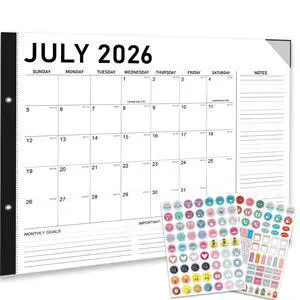 2026-2027 Desk Calendar - 22" x 17", 18 Month Calendar Jul 2026 - Dec 2027, Large Monthly Desktop Calendar with Daily Blocks, Thick Paper, Corner Protectors - Black(2 Stickers Included) 2026-2027 Desk Calendar - 22" x 17", 18 Month Calendar Jul 2026 - Dec 2027, Large Monthly Desktop Calendar with Daily Blocks, Thick Paper, Corner Protectors - Black(2 Stickers Included)