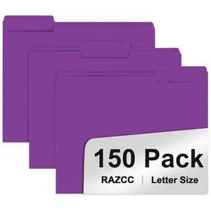 File Folder, 150 Pack 1/3 Cut Tab File Folders Letter Size, Purple, Folders, Folders with Tab, Great for Organizing and Easy File Storage File Folder, 150 Pack 1/3 Cut Tab File Folders Letter Size, Purple, Folders, Folders with Tab, Great for Organizing and Easy File Storage
