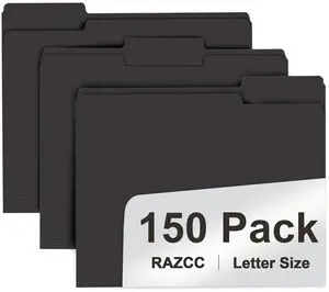 File Folder, 150 Pack 1/3 Cut Tab File Folders Letter Size, Black Folders for Dcouments, Folders with Tab Great for Organizing and Easy File Storage File Folder, 150 Pack 1/3 Cut Tab File Folders Letter Size, Black Folders for Dcouments, Folders with Tab Great for Organizing and Easy File Storage