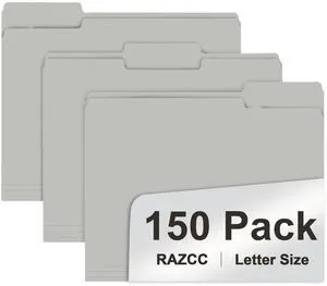 File Folder, 150 Pack 1/3 Cut Tab File Folders Letter Size, Grey, Folders with Tab, Great for Organizing and Easy File Storage File Folder, 150 Pack 1/3 Cut Tab File Folders Letter Size, Grey, Folders with Tab, Great for Organizing and Easy File Storage