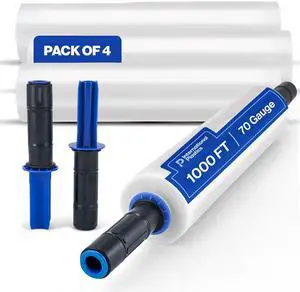 4 Pack of 15'' Stretch Wrap, Rotating Handles for Moving, Heavy Duty Plastic Film, Furniture Pallet Packing, Clear, 70 Gauge, 1000 feet Each 500% Stretch 4 Pack of 15'' Stretch Wrap, Rotating Handles for Moving, Heavy Duty Plastic Film, Furniture Pallet Packing, Clear, 70 Gauge, 1000 feet Each 500% Stretch