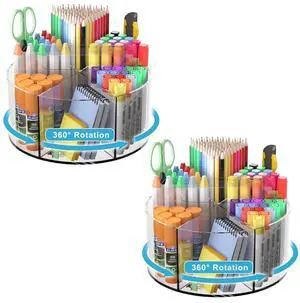 360 Degree Acrylic Desk Organizer Clear Pen Holder for Desk Kids 2 Packs Pencil Holder Rotating Lazy Susan Organizer for School Supplies 360 Degree Acrylic Desk Organizer Clear Pen Holder for Desk Kids 2 Packs Pencil Holder Rotating Lazy Susan Organizer for School Supplies