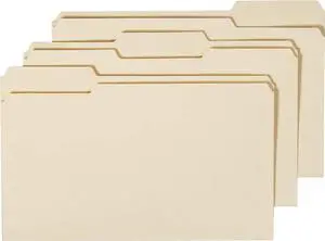 3-Tab File Folder, Legal Size, Manila, 100/Box, 5-Box Carton Assorted tab positions in durable paper stock for document filing 3-Tab File Folder, Legal Size, Manila, 100/Box, 5-Box Carton Assorted tab positions in durable paper stock for document filing
