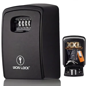 ® XXL Wall Mount Key Lock Box, Outdoor Combination Code (Black) Fits 20-30 spares plus fobs & cards; unique built-in tray so keys don't fall out; dial cover; screws & anchors included ® XXL Wall Mount Key Lock Box, Outdoor Combination Code (Black) Fits 20-30 spares plus fobs & cards; unique built-in tray so keys don't fall out; dial cover; screws & anchors included
