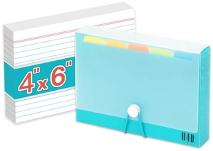 4x6 Index Card Case with 100 Heavyweight Ruled Index Cards and Dividers, Teal 4x6 Index Card Case with 100 Heavyweight Ruled Index Cards and Dividers, Teal
