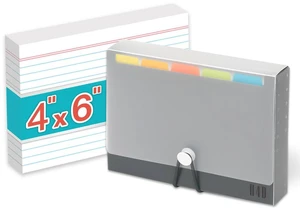 4x6 Index Card Case with 100 Heavyweight Ruled Index Cards and Dividers, Black 4x6 Index Card Case with 100 Heavyweight Ruled Index Cards and Dividers, Black