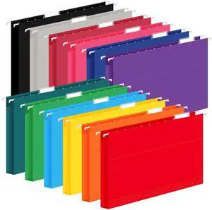 24 Pack Hanging File Folders, Letter Size with 1/5-Cut Adjustable Tabs, 12 Selected Color - File Folder Organizer for Filing Cabinet Office Home, Designed for Bulky Files, Medical Charts 24 Pack Hanging File Folders, Letter Size with 1/5-Cut Adjustable Tabs, 12 Selected Color - File Folder Organizer for Filing Cabinet Office Home, Designed for Bulky Files, Medical Charts