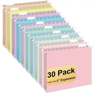 Hanging File Folders, 30 Pack Letter Size Hanging File folders with 1/5-cut Tabs, Stay Organized for Your Home and Office Bulk File, Documents and Paper, Macaron 10 Colors Hanging File Folders, 30 Pack Letter Size Hanging File folders with 1/5-cut Tabs, Stay Organized for Your Home and Office Bulk File, Documents and Paper, Macaron 10 Colors