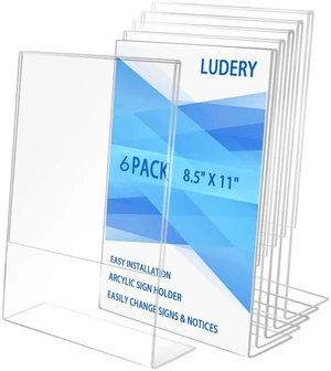 8.5x11 Inches Acrylic Sign Slant Back Holder, Plastic Display Stand,Brochure Holder, Table Top Sign Holder For Office, Home, Store, Restaurant(6pack) 8.5x11 Inches Acrylic Sign Slant Back Holder, Plastic Display Stand,Brochure Holder, Table Top Sign Holder For Office, Home, Store, Restaurant(6pack)