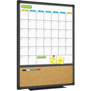 Magnetic Calendar Whiteboard & Bulletin Corkboard Combination, Combo Board 20 x 28 Inch, Black Aluminum Frame Wall Mounted Board for Office Home and School with 10 Push Pins Magnetic Calendar Whiteboard & Bulletin Corkboard Combination, Combo Board 20 x 28 Inch, Black Aluminum Frame Wall Mounted Board for Office Home and School with 10 Push Pins