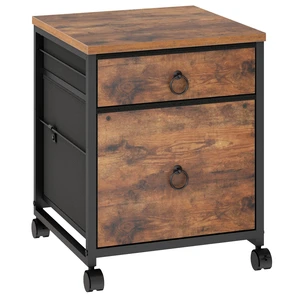 File Cabinet, 2-Drawer Vertical Mobile Office Cabinet, Rolling Printer Stand, for A4/Letter Size Files, Nonwovens Drawer, for Home Office, Rustic Brown BF21WJ01G1 File Cabinet, 2-Drawer Vertical Mobile Office Cabinet, Rolling Printer Stand, for A4/Letter Size Files, Nonwovens Drawer, for Home Office, Rustic Brown BF21WJ01G1