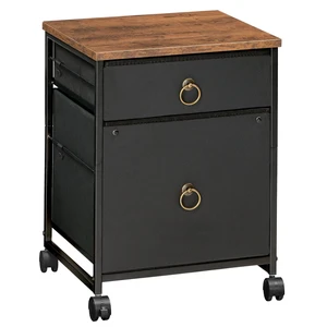 File Cabinet, 2-Drawer Vertical Mobile Office Cabinet, Rolling Printer Stand, for A4/Letter Size Files, Nonwovens Drawer, for Home Office, Rustic Brown and Black BFK21WJ01 File Cabinet, 2-Drawer Vertical Mobile Office Cabinet, Rolling Printer Stand, for A4/Letter Size Files, Nonwovens Drawer, for Home Office, Rustic Brown and Black BFK21WJ01