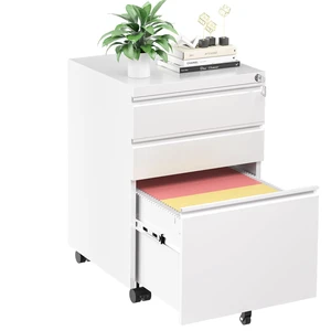 3 Drawer Filing Cabinet with Lock, White Mobile File Cabinet with Wheels, Rolling Small Metal Cabinets Under Desk for Home Office, Assembled 3 Drawer Filing Cabinet with Lock, White Mobile File Cabinet with Wheels, Rolling Small Metal Cabinets Under Desk for Home Office, Assembled