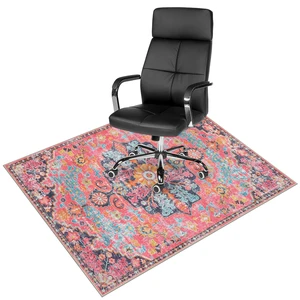 Office Chair Mat for Hardwood Floor, 48"x60" Office Rug for Rolling Chair, Desk Floor Mats for Office Chair, Anti-Slip Computer Gaming Chair Mat, Easy to Roll, Fuchsia/Multi Office Chair Mat for Hardwood Floor, 48"x60" Office Rug for Rolling Chair, Desk Floor Mats for Office Chair, Anti-Slip Computer Gaming Chair Mat, Easy to Roll, Fuchsia/Multi