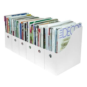 Magazine File Holder -Set of 6 White - Office Desk Organizer - Sturdy Cardboard - New Upgraded Double Front Panel -4" Wide-Easy Assemble Magazine File Holder -Set of 6 White - Office Desk Organizer - Sturdy Cardboard - New Upgraded Double Front Panel -4" Wide-Easy Assemble