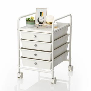 4-Tier Utility Cart with 4 Drawers, Rolling Utility Cart with 2 Lockable Caster Wheels, Multipurpose Mobile Rolling Drawer Cart for Office Bathroom Kitchen, Ivory White 4-Tier Utility Cart with 4 Drawers, Rolling Utility Cart with 2 Lockable Caster Wheels, Multipurpose Mobile Rolling Drawer Cart for Office Bathroom Kitchen, Ivory White