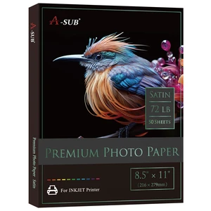 Satin Photo Paper, Waterproof, 8.5x11 Inch 50 Sheets, 72lb, Single Sided, for Inkjet Printers, for Family Photos, Art Prints Satin Photo Paper, Waterproof, 8.5x11 Inch 50 Sheets, 72lb, Single Sided, for Inkjet Printers, for Family Photos, Art Prints
