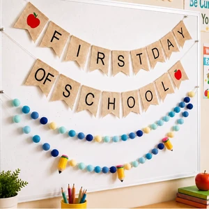 4 Pcs 9.84 ft First Day of School Banners Decorations Set, Felt Pencil Ball Garland Colorful Pompom Garland Bunting Burlap Flag Banner for Classroom Back to School Backdrop(Gradient Blue) 4 Pcs 9.84 ft First Day of School Banners Decorations Set, Felt Pencil Ball Garland Colorful Pompom Garland Bunting Burlap Flag Banner for Classroom Back to School Backdrop(Gradient Blue)