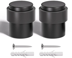 15Pcs Black Door Stopper Floor Mounted with Black Rubber, Cylindrical 304 Stainless Steel Made 15Pcs Black Door Stopper Floor Mounted with Black Rubber, Cylindrical 304 Stainless Steel Made