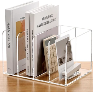 Acrylic Magazine Holder Desk Organizer Workspace Sorter Clear 4 Slot Bookend File Sorter Holder,Folder Rack, Office Accessories Organization Storage with 4 Vertical Compartments Acrylic Magazine Holder Desk Organizer Workspace Sorter Clear 4 Slot Bookend File Sorter Holder,Folder Rack, Office Accessories Organization Storage with 4 Vertical Compartments