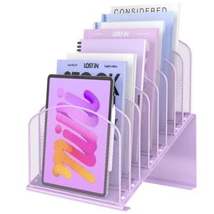 Inclined Desk File Organizer Folder Holder with 8-Section, Purple Inclined Desk File Organizer Folder Holder with 8-Section, Purple