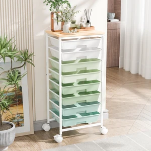Utility Cart Organizers with Wheels and 8 Drawers, Little Rolling Craft Cart with Wooden Tabletop for Classroom, Office, Living Room, Craft Room, Green Utility Cart Organizers with Wheels and 8 Drawers, Little Rolling Craft Cart with Wooden Tabletop for Classroom, Office, Living Room, Craft Room, Green