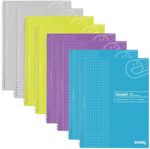 Graph Paper Notebook (8 Pack) Grid Notebook, Graph paper spiral notebook, Graph notebook, 4 Squares per inch Grid paper notebook, White Paper Quad Ruled Spiral Assorted Colors - by Enday Graph Paper Notebook (8 Pack) Grid Notebook, Graph paper spiral notebook, Graph notebook, 4 Squares per inch Grid paper notebook, White Paper Quad Ruled Spiral Assorted Colors - by Enday