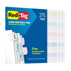 Laser Printable Tabs, Permanent Index Tabs, Customizable Adhesive Labels, Assorted Pastel Colors, 1.125" x 1.25", 375 Per Pack (1006791) Laser Printable Tabs, Permanent Index Tabs, Customizable Adhesive Labels, Assorted Pastel Colors, 1.125" x 1.25", 375 Per Pack (1006791)