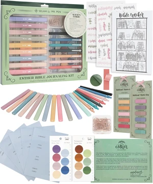 Esther Bible Journaling Kit, Loaded Bible journaling Supplies, Highlighters, Pens, Vellum Bible Tabs, Sticky Notes, Sticker Sheets, Fineliner, Paperclips & Bible Study Guide Esther Bible Journaling Kit, Loaded Bible journaling Supplies, Highlighters, Pens, Vellum Bible Tabs, Sticky Notes, Sticker Sheets, Fineliner, Paperclips & Bible Study Guide